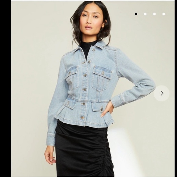 Veronica Beard Jayla Peplum Denim Jean Jacket Size Small - Picture 2 of 11